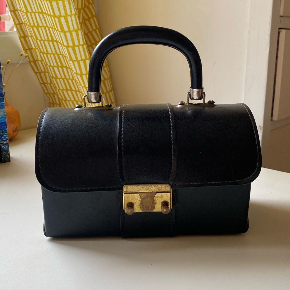Black Structured Top-Handle Women's Bag
